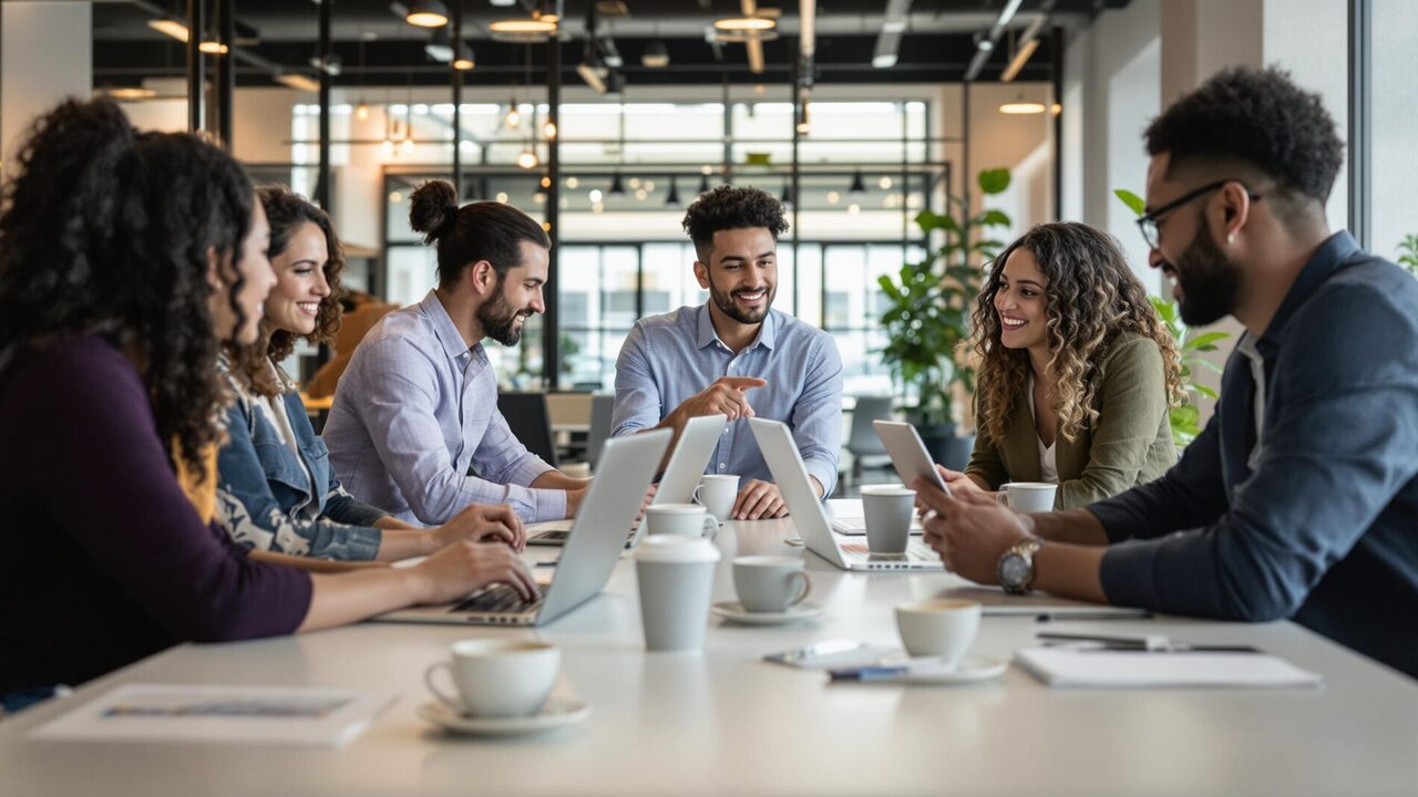 Team meeting in modern office